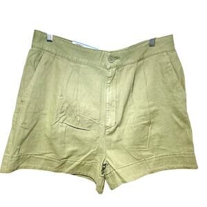 JOIE Pleated High Rise Short L In Color Faded Cactus Cotton Linen Blend NWT $150